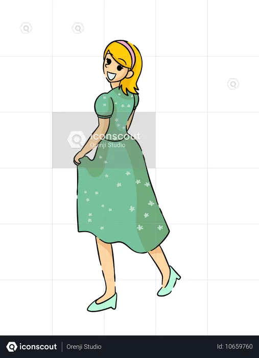 Belle fille avec une belle robe  Illustration