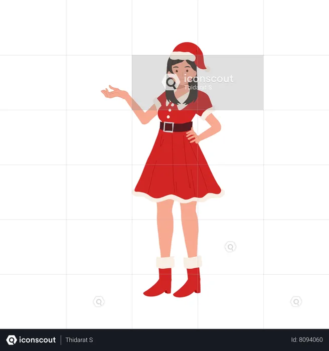 Belle fille en tenue de père Noël  Illustration