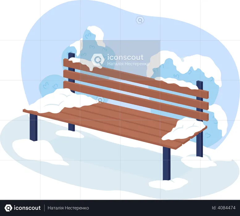 Bench in winter park  Illustration