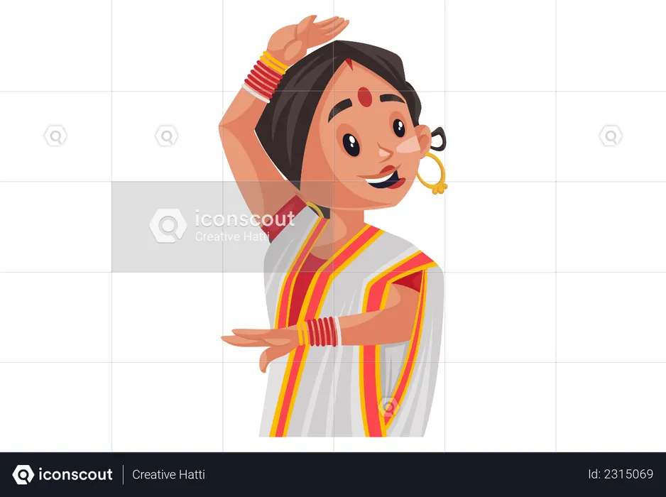 Bengali woman dancing  Illustration