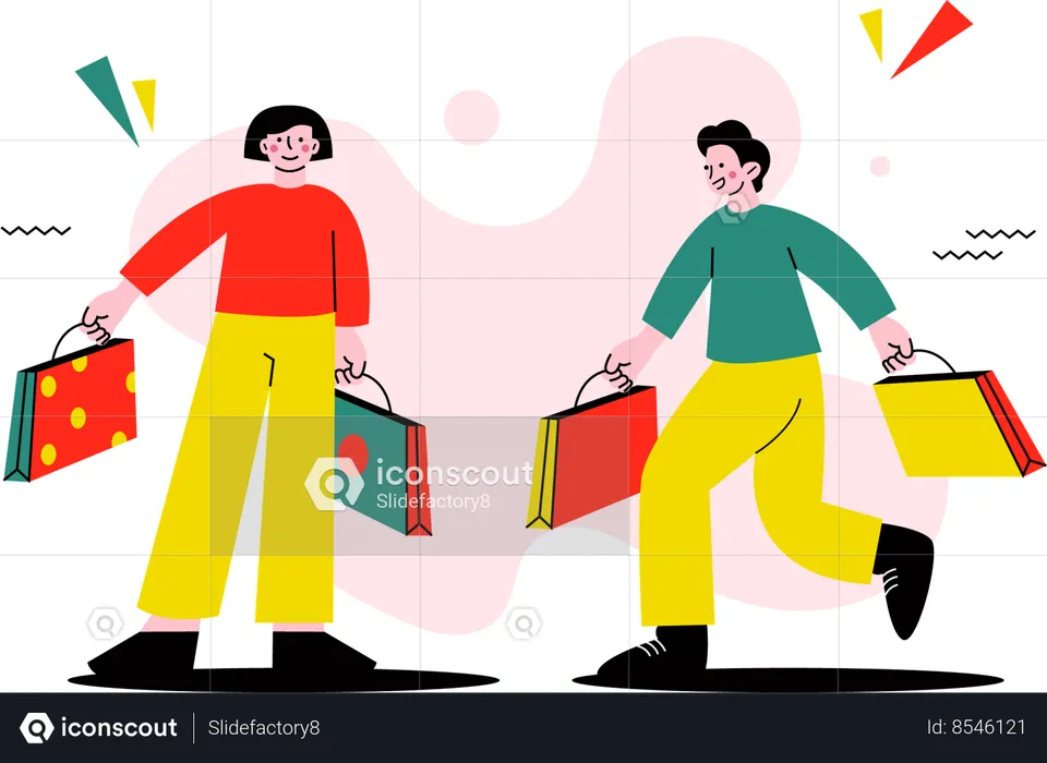 Best Friends Shopping Together  Illustration