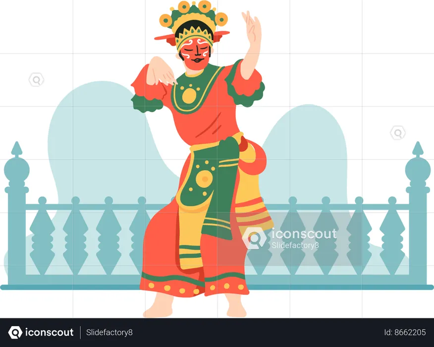 Dança tradicional Betawi da Indonésia  Ilustração