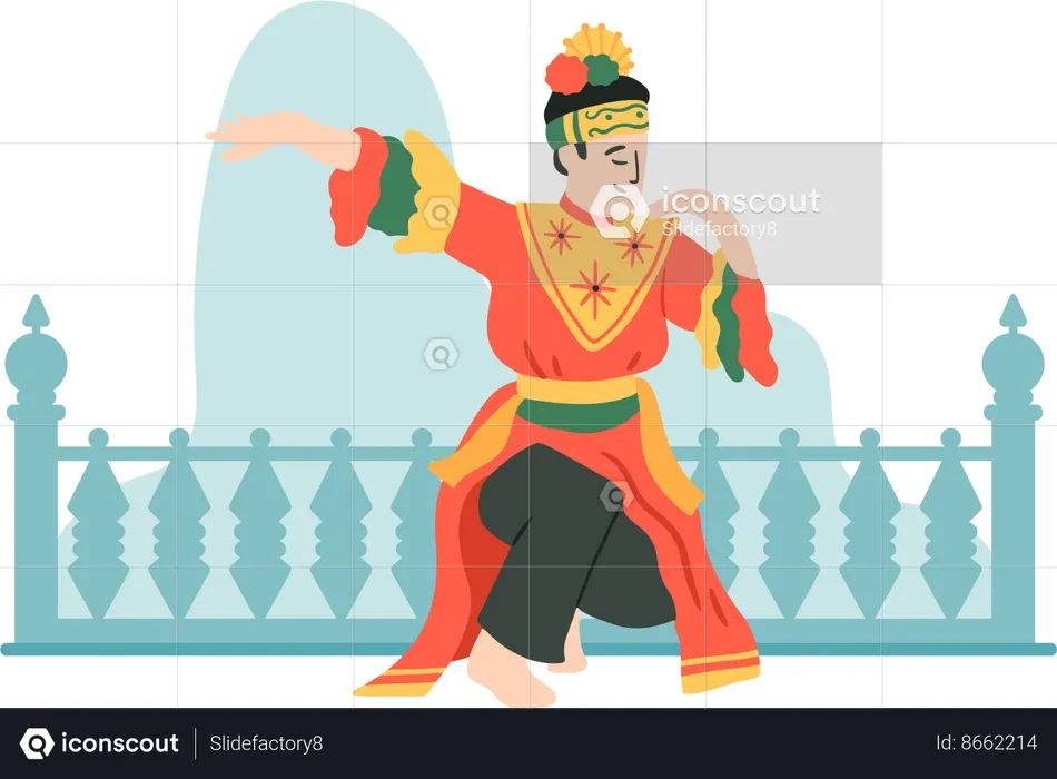 Dança tradicional Betawi da Indonésia  Ilustração