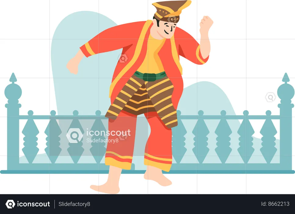 Betawi traditional dance from indonesia  Illustration