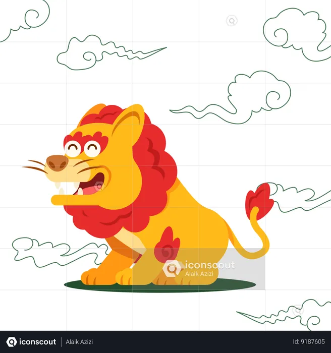 Lion de la mythologie chinoise de la bête  Illustration