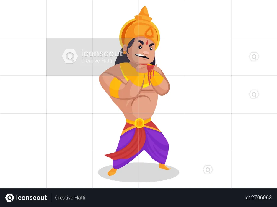 Bheem with blood in his hand  Illustration