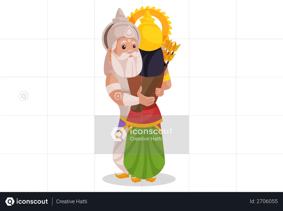 Bhishma Pitamaha hugging Arjun  Illustration
