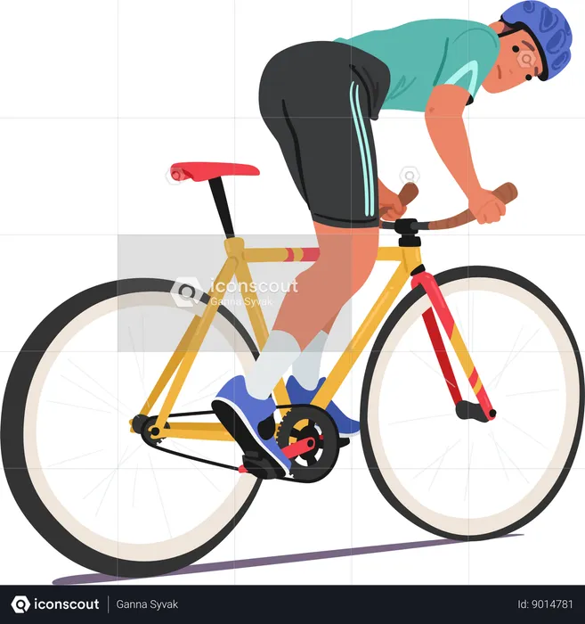 Ciclo de equitação de ciclista masculino  Ilustração