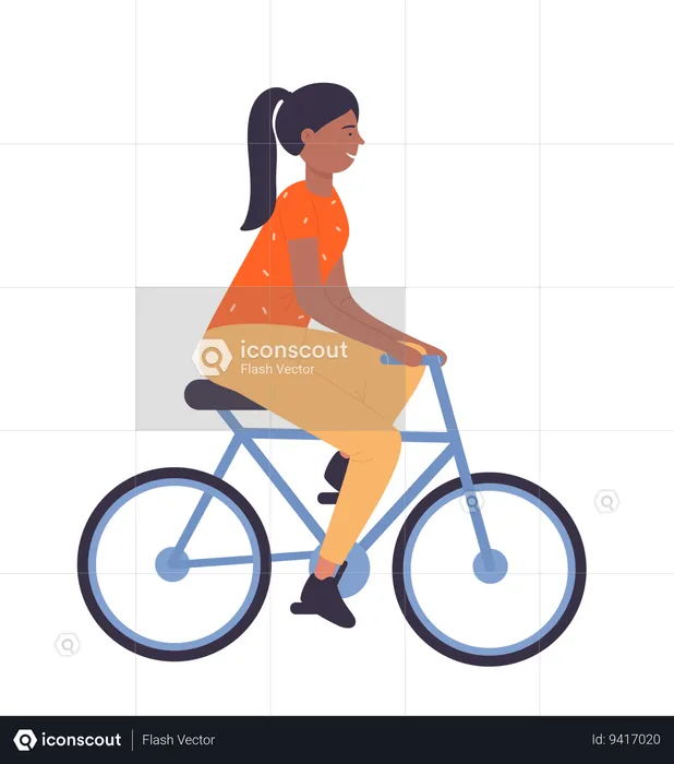 Menina andando de bicicleta  Ilustração