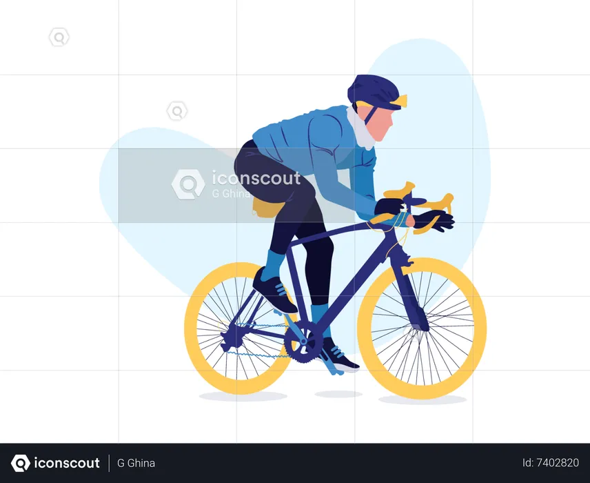 Menino andando de bicicleta  Ilustração