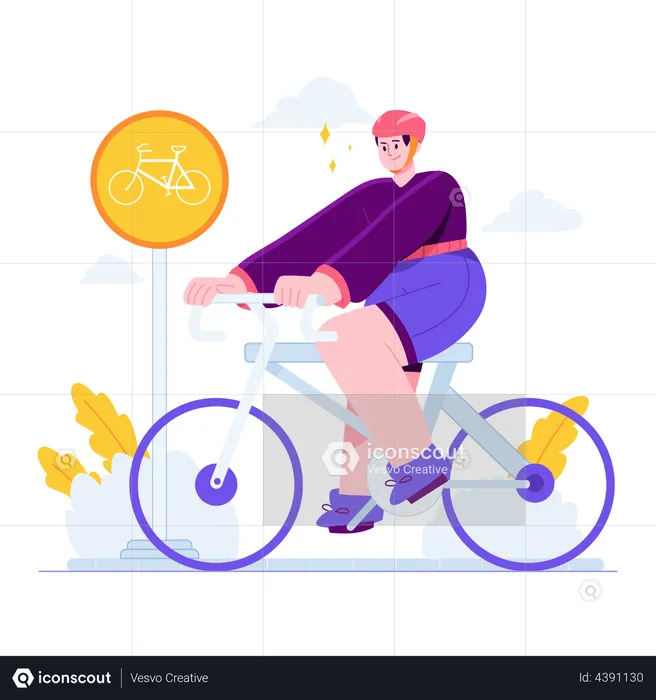 Homem andando de bicicleta  Ilustração