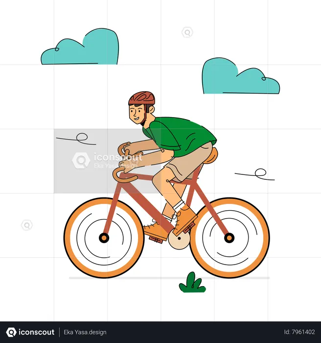 Homem andando de bicicleta  Ilustração