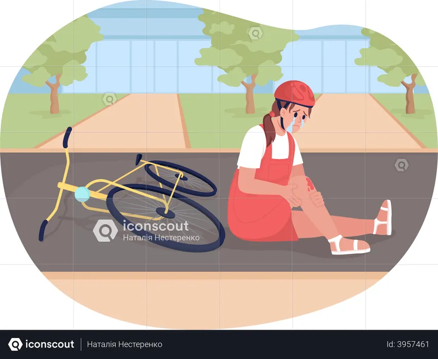 Bicycle accident of teen girl  Illustration