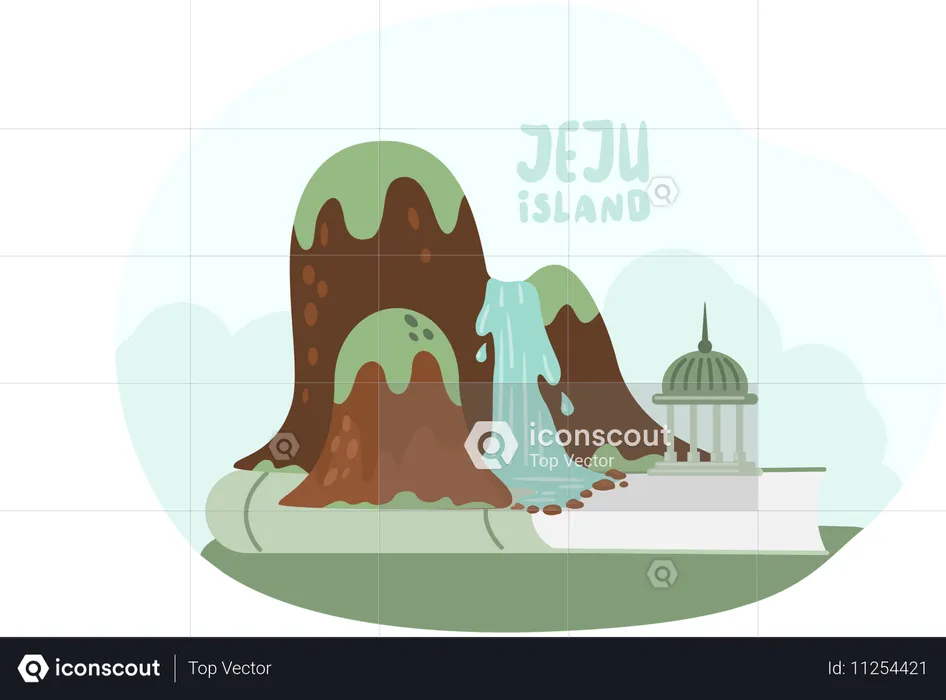 Bienvenidos a la isla de Jeju en Corea del Sur  Ilustración