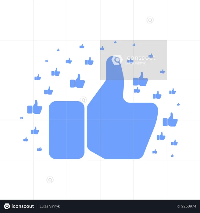 Big Blue Hand Showing Thumb Up Pattern on White  Illustration