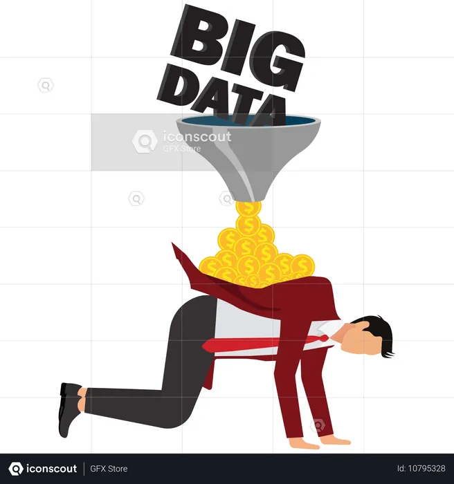 Big Data Geschäftsmann, Werbung, Beratung, Analyse  Illustration