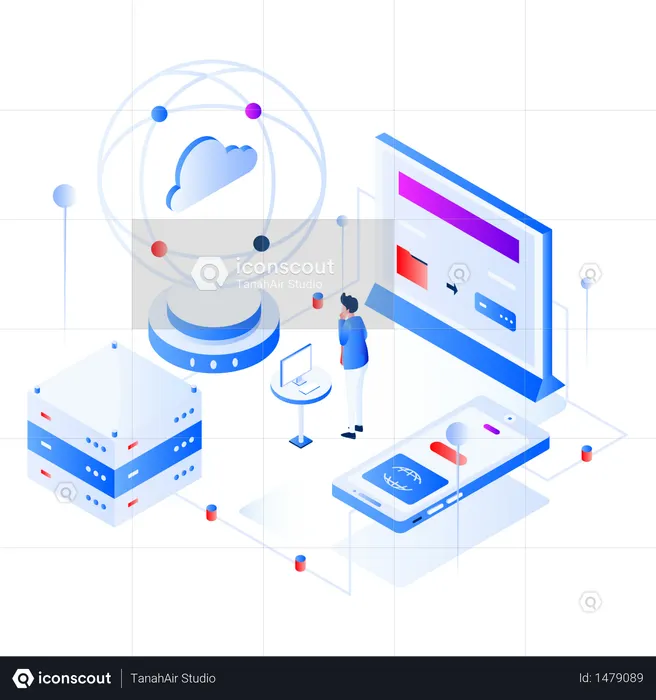 Big Data Isometric  Illustration