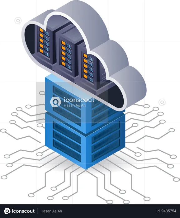 Big data server cloud network  Illustration