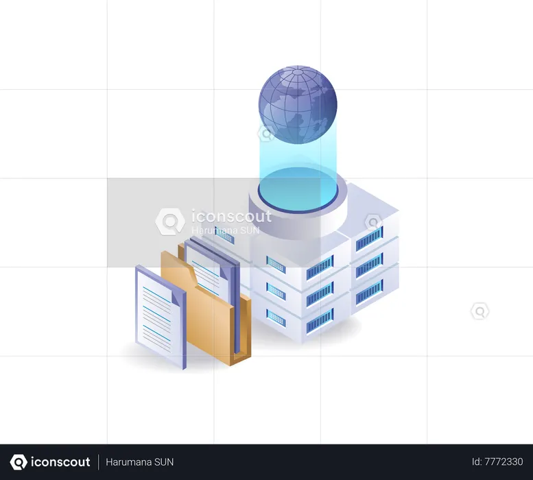 Big data server world center  Illustration