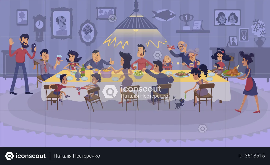 Big family gathering together  Illustration