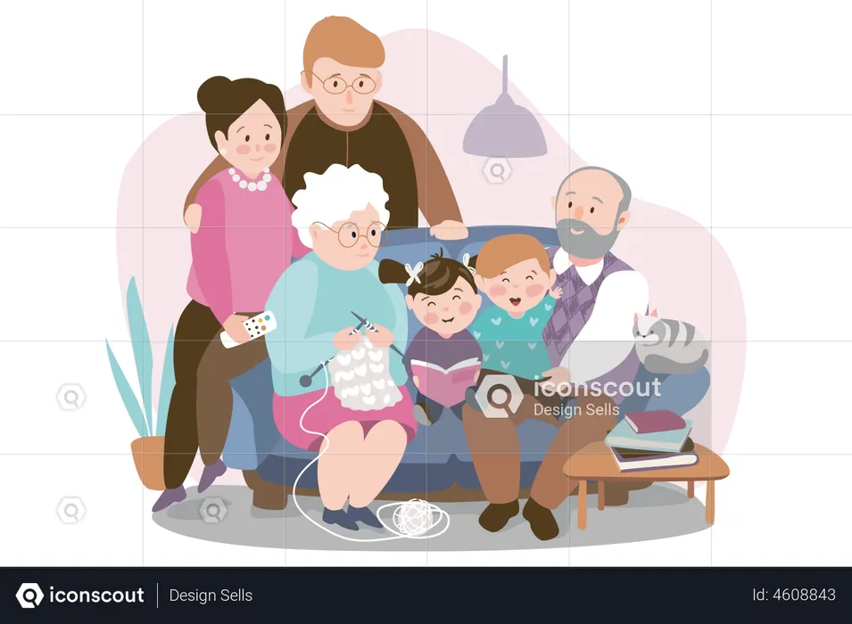 Big family portrait  Illustration
