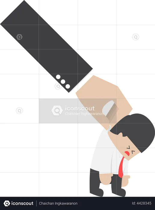 Big hand holding a businessman  Illustration