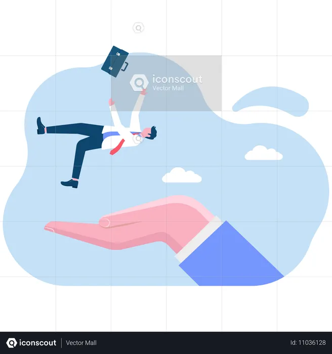 Big hand supporting businessman  Illustration