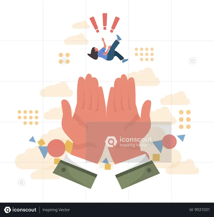 Big hand supporting woman  Illustration