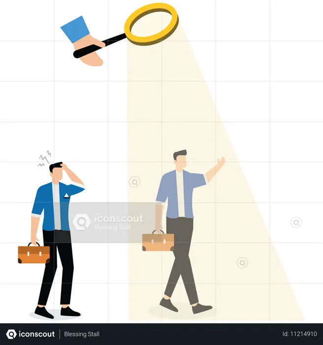 Big Hands with Magnifying Glass Recruiting People  Illustration