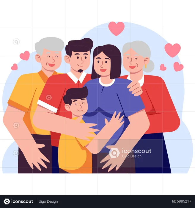 Big Happy Family with love  Illustration