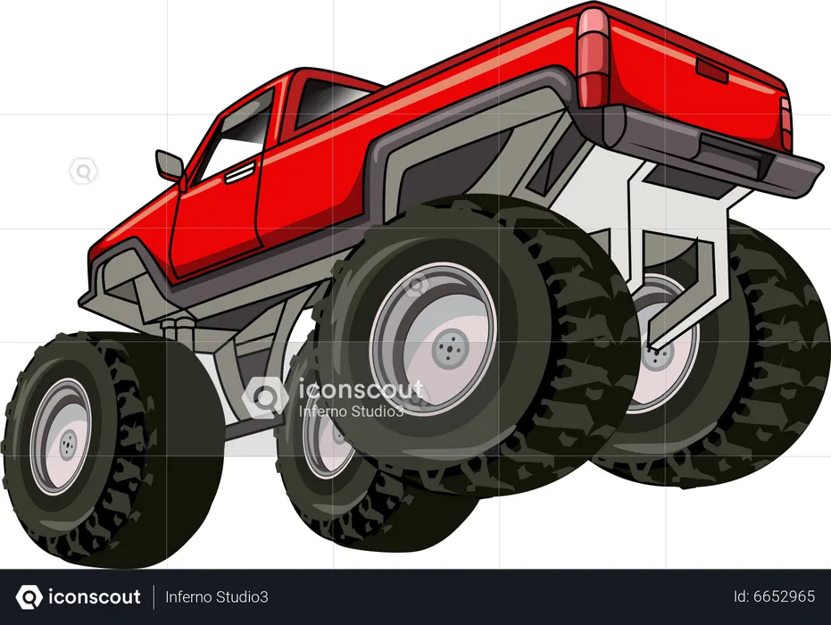 Big red monster truck  Illustration
