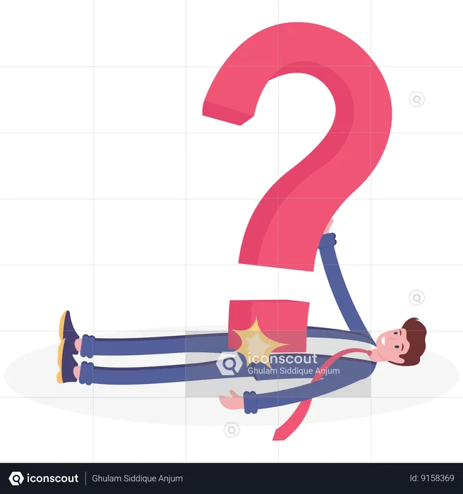 Big red question mark fall on businessman  Illustration