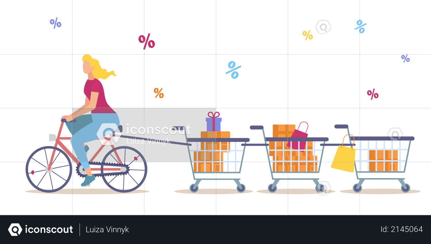 Big Sales in Shop, Seasonal Discounts, Low Price Offer in Supermarket Illustration