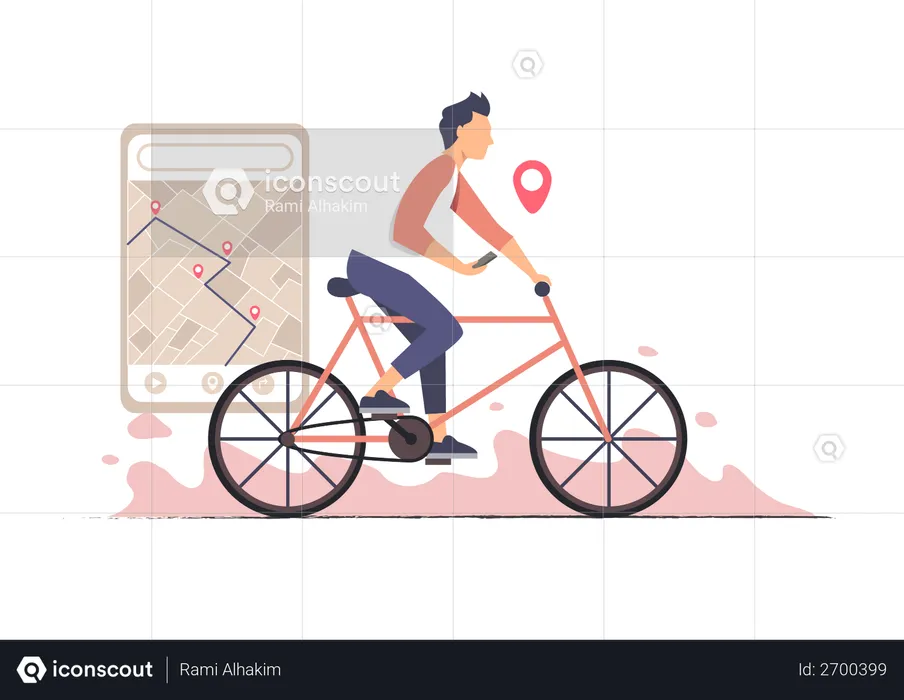 Bike ride with gps  Illustration