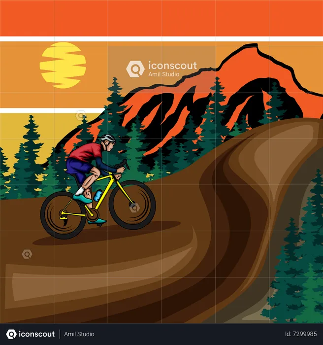 Biker in mountain  Illustration