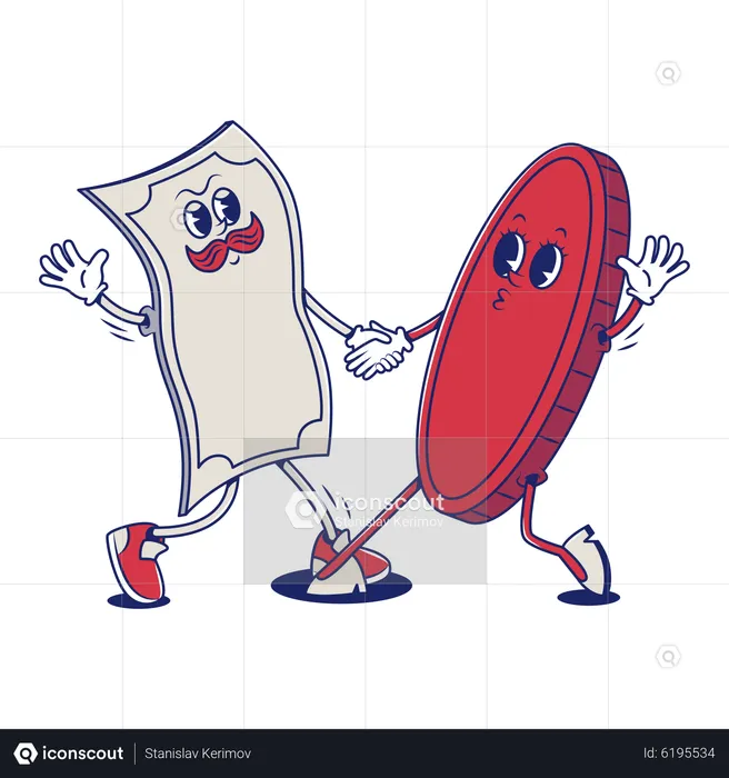 Bill And Coin Dance  Illustration