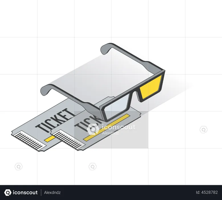 Billet de cinéma 3D  Illustration