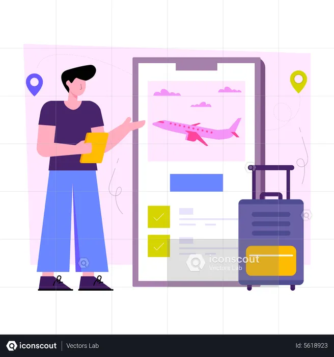 Billet d'avion mobile  Illustration