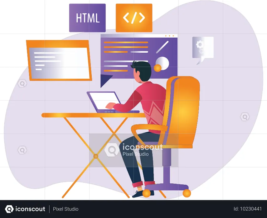 Binary Developer developing web  Illustration