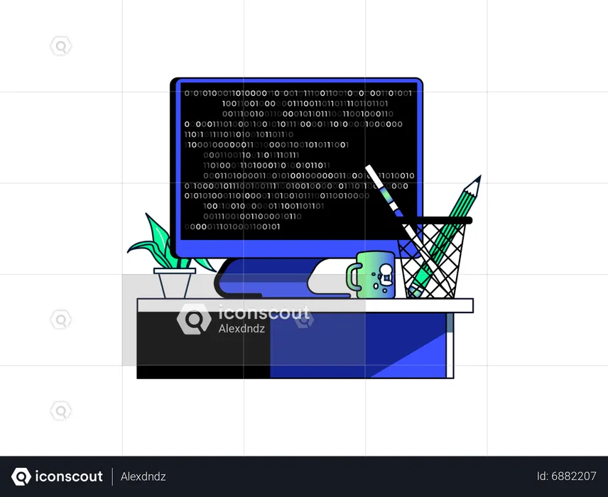 Binary programming on computer  Illustration