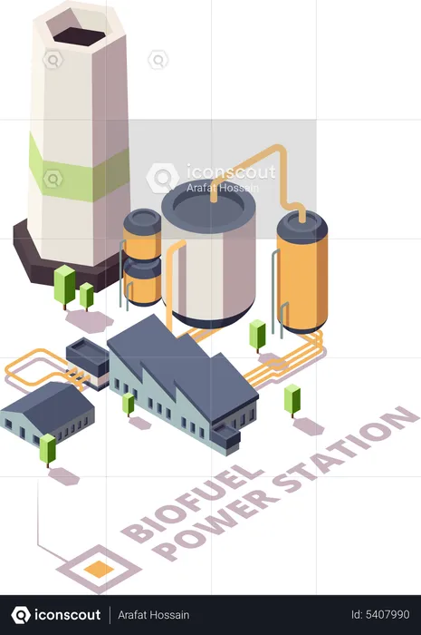 Biofuel Power plant  Illustration