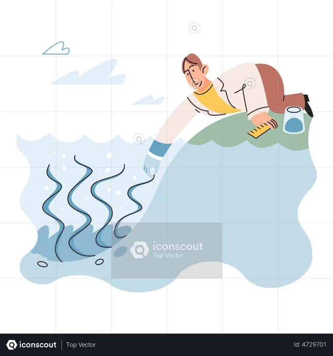 Biowissenschaftler analysiert Flusswasser  Illustration