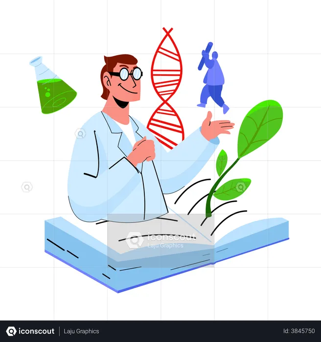 Biological research on plant  Illustration