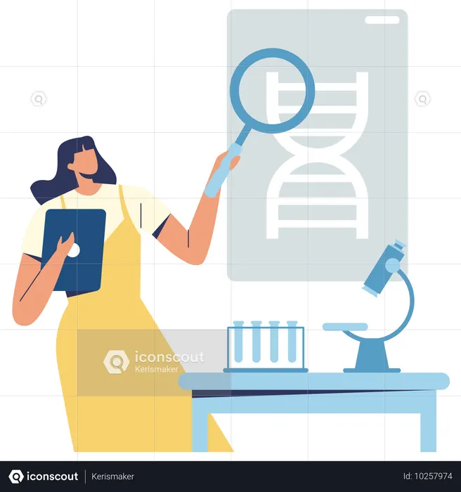 実験室で DNA について教える生物学の教師  イラスト