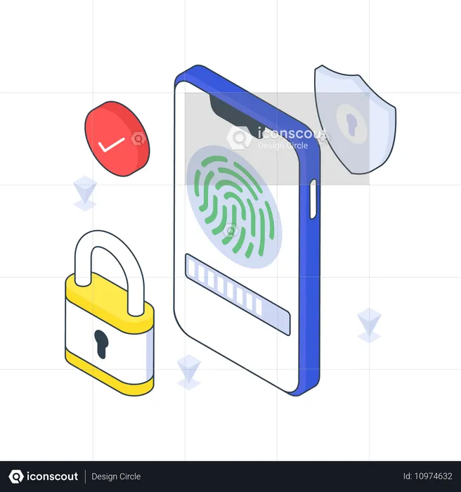 Biometric Technology on mobile  Illustration