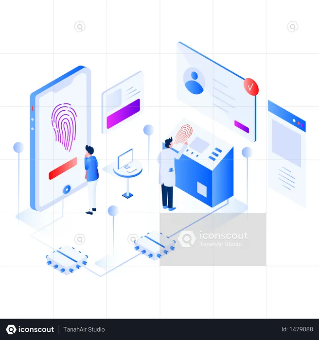 Biometrics Technology Isometric  Illustration