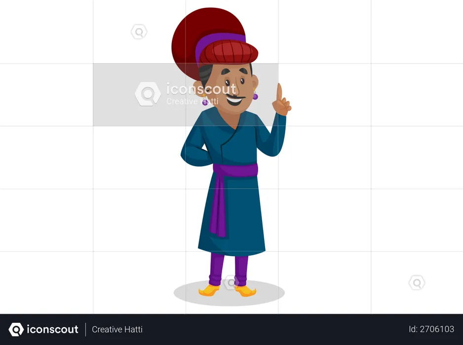 Birbal hebt den Finger  Illustration