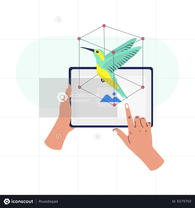 Bird projection using VR technology  Illustration