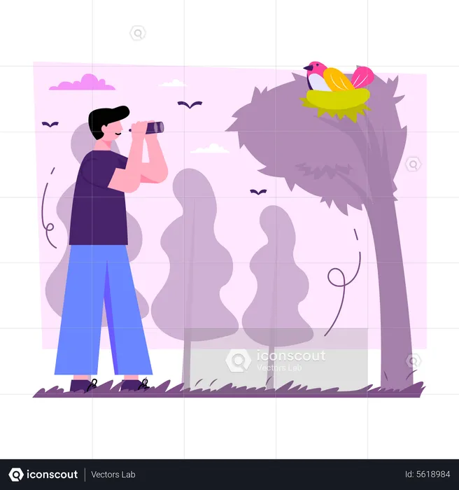 Bird watching Photographer  Illustration