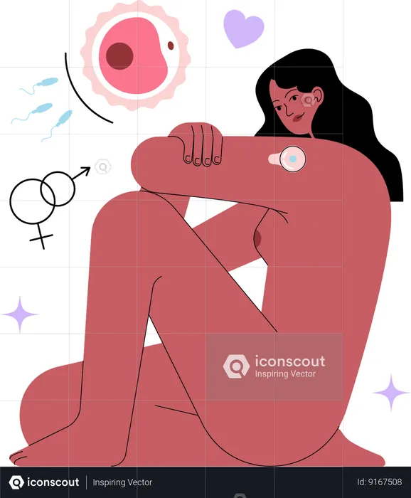 Birth control and pregnancy prevention.  Illustration